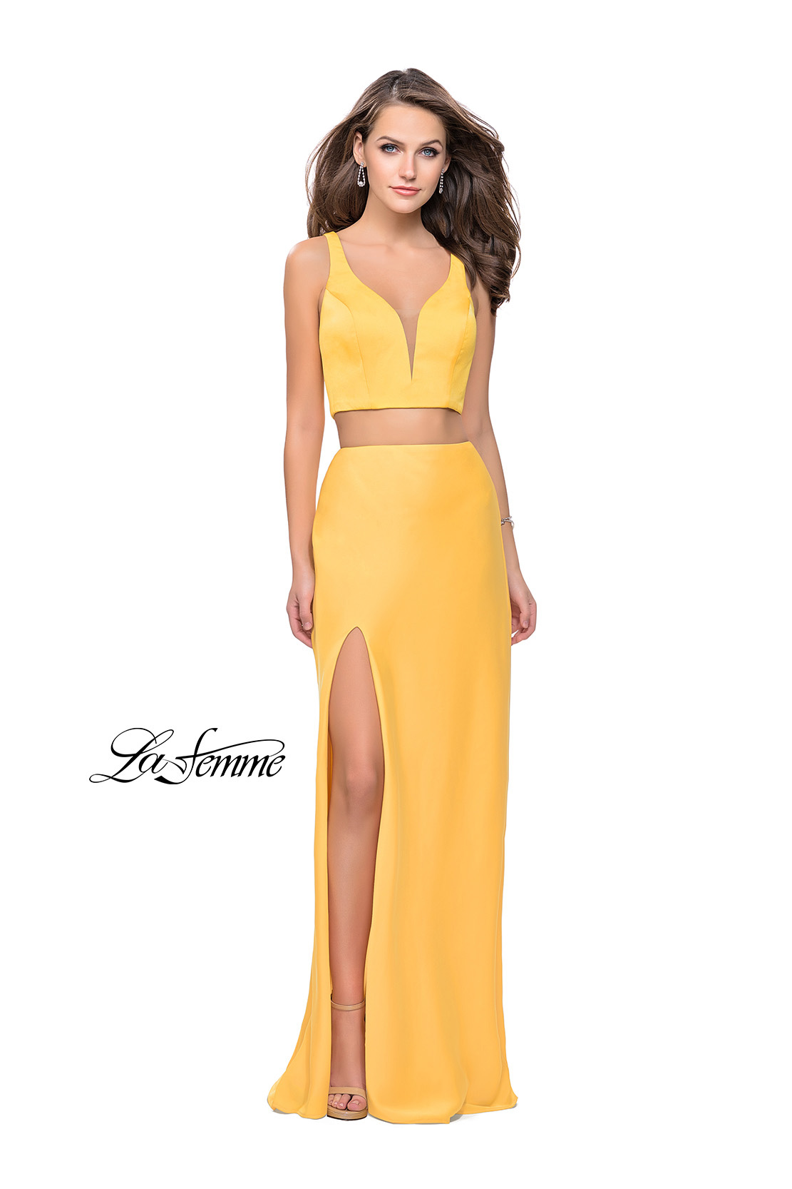 Yellow Prom Dress Two Piece by La Femme Style 25599