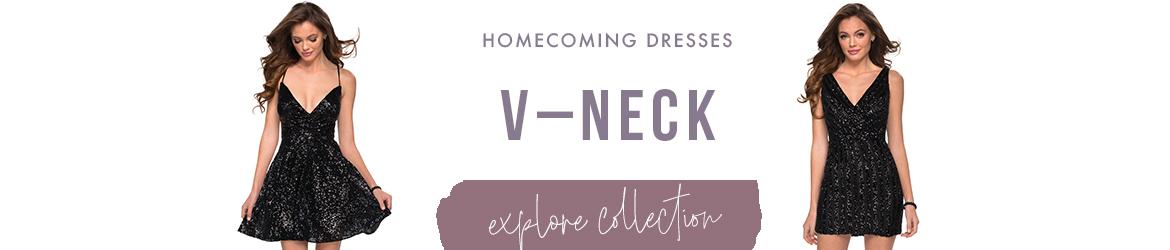 v-neck homecoming dresses 