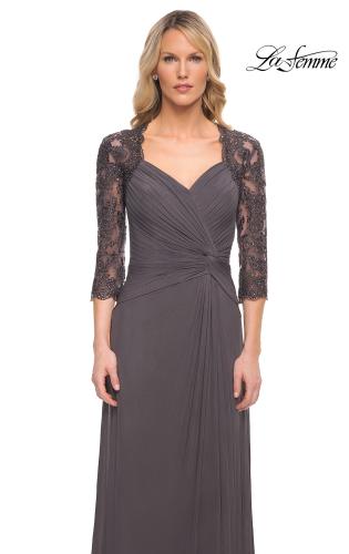 Picture of: Jersey Gown with Knot Detail and Lace Sleeves, Style: 23244, Detail Picture 9