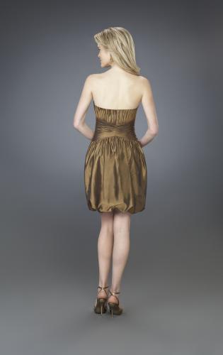 Picture of: Strapless Cocktail Dress with Sweetheart Neck and Pleats in Gold, Style: 14126, Back Picture