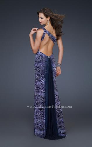 Picture of: Ombre Chiffon Prom Dress with Jeweled Embellishments in Blue, Style: 17049, Back Picture