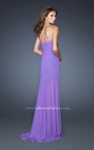 Picture of: Ruched Skirt Cocktail Dress with Multi Colored Stones in Purple, Style: 18567, Back Picture