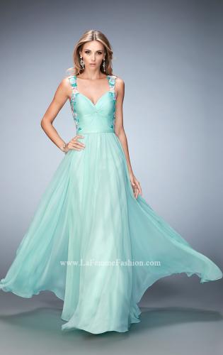 Picture of: Multicolored Floral Lace Embellished Long Prom Dress in Green, Style: 22804, Main Picture