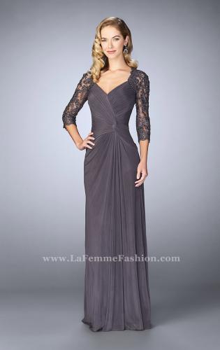 Picture of: Jersey Gown with Knot Detail and Lace Sleeves, Style: 23244, Detail Picture 1