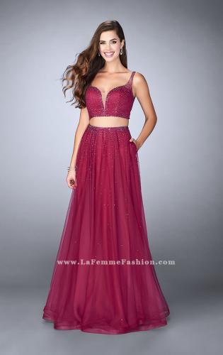 Picture of: Two Piece A-line Prom Dress with Beaded Tulle Skirt in Pink, Style: 24304, Detail Picture 2