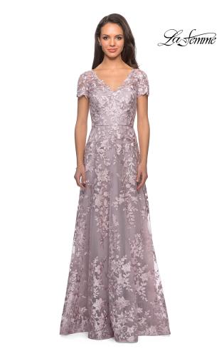 Picture of: Long Lace Evening Dress with Cap Sleeves, Style: 27870, Detail Picture 3