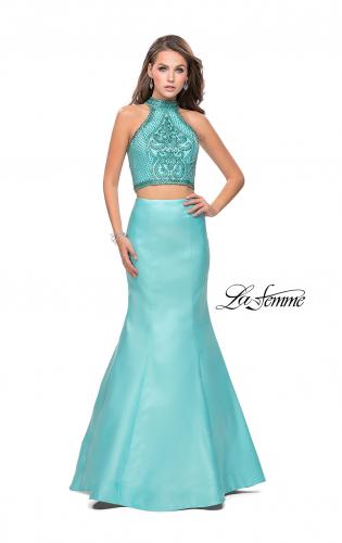 Picture of: Beaded Two Piece Mermaid Prom Dress with Open Back in Aqua, Style: 26255, Detail Picture 1