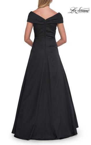 Picture of: Off-the-Shoulder Stretch Taffeta A-Line Gown in Black, Style: 33446, Detail Picture 18