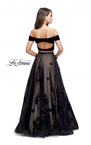 Picture of: Two Piece Prom Dress with Velvet Top and Tulle Skirt in Black, Style: 25574, Back Picture