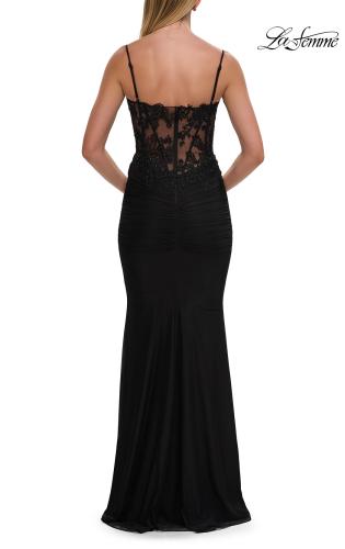 Picture of: Lace Corset Gown with Sheer Bodice and Rhinestones in Black, Style: 33774, Detail Picture 6
