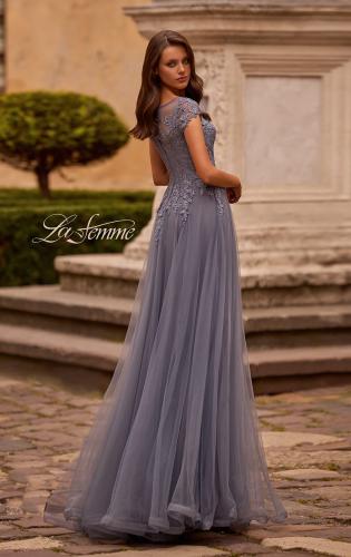 Picture of: Long Tulle Gown with Lace Bodice and Pockets, Style: 26893, Back Picture