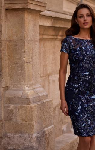 Picture of: Short Beaded Lace Dress with Illusion Top and Sleeves, Style: 29959, Detail Picture 1, Landscape