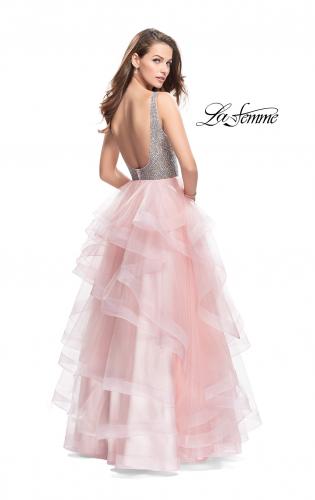 Picture of: Beaded Bodice Ball Gown with Tulle Skirt in Blush, Style: 26223, Back Picture