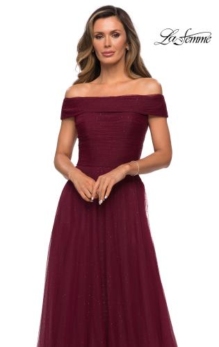 Picture of: Tulle Off the Shoudler A-line Dress with Rhinestones, Style: 28051, Detail Picture 8