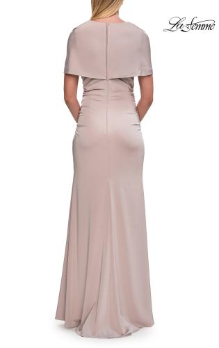 Picture of: Jersey Gown with Draped Bodice and Short Sleeves in Champagne, Style: 33157, Detail Picture 6