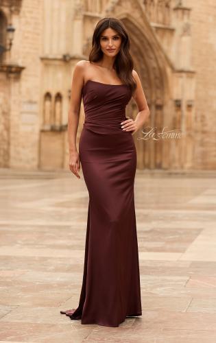 Picture of: Strapless Satin Gown with Ruched Bodice in Chocolate, Style: 33670, Main Picture