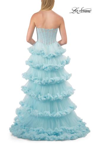 Picture of: Fabulous Tiered Ruffle Skirt Prom Dress with Strapless Top in Cloud Blue, Style: 33717, Detail Picture 22