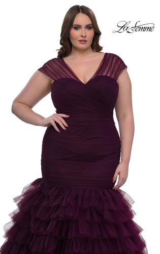 Picture of: Mermaid Curve Prom Dress with Ruffle Skirt in Dark Berry, Style: 32389, Detail Picture 5