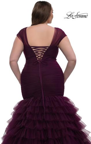 Picture of: Mermaid Curve Prom Dress with Ruffle Skirt in Dark Berry, Style: 32389, Detail Picture 6