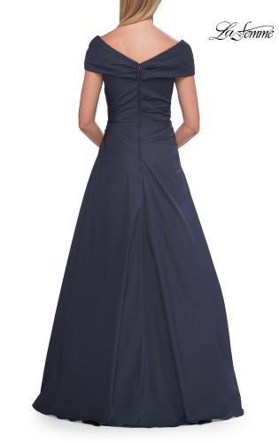 Picture of: Off-the-Shoulder Stretch Taffeta A-Line Gown in Dark Blue, Style: 33446, Detail Picture 16