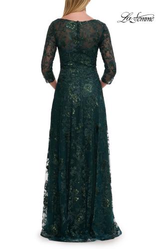 Picture of: Beautiful Lace Mother of the Bride Gown with V Neckline in Dark Emerald, Style: 30803, Detail Picture 6
