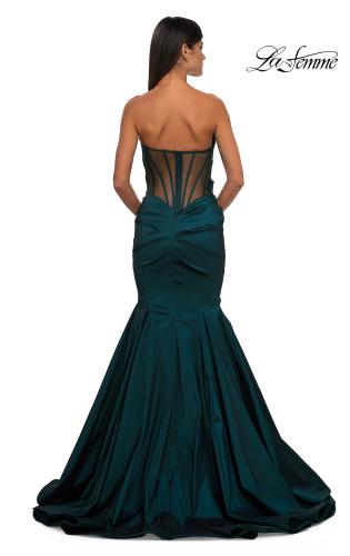 Picture of: Mermaid Stretch Mikado Evening Dress with Illusion Back in Dark Emerald, Style: 32791, Detail Picture 8