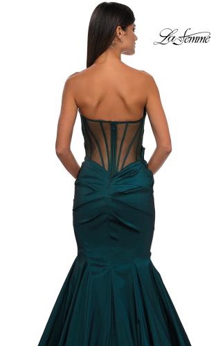 Picture of: Mermaid Stretch Mikado Evening Dress with Illusion Back in Dark Emerald, Style: 32791, Detail Picture 13