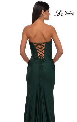 Picture of: Strapless Jersey Evening Dress with Unique Corset Top in Dark Emerald, Style: 32843, Detail Picture 14