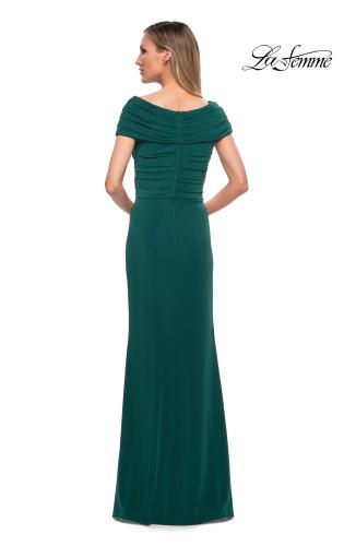 Picture of: Ruched Jersey Long Gown with V Neckline, Style: 26519, Detail Picture 12