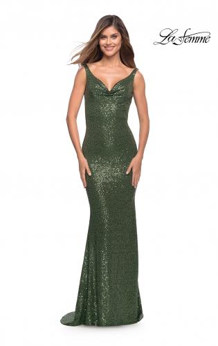 Picture of: Long Stretch Sequin Gown with Low Back, Style: 30187, Detail Picture 3