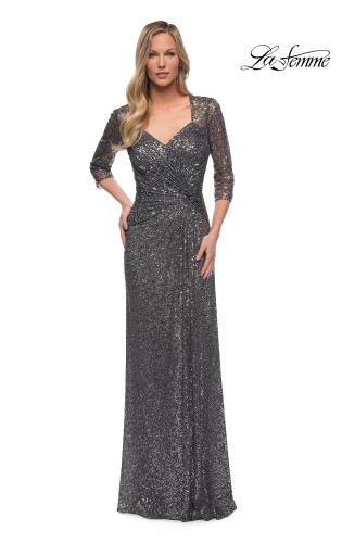 Picture of: Sequin Evening Gown with Knot Detail on Front, Style: 27930, Detail Picture 3