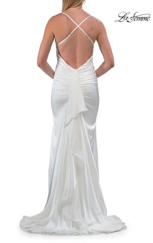 Picture of: Satin Gown with Cowl Neck and Open Back in Ivory, Style: 33193, Detail Picture 14