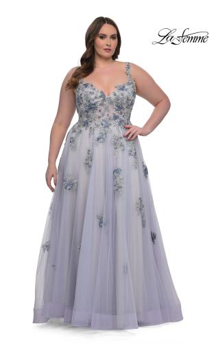 Picture of: Lavender A-Line Plus Size Prom Dress with Lace in Lavender , Style: 32412, Detail Picture 1