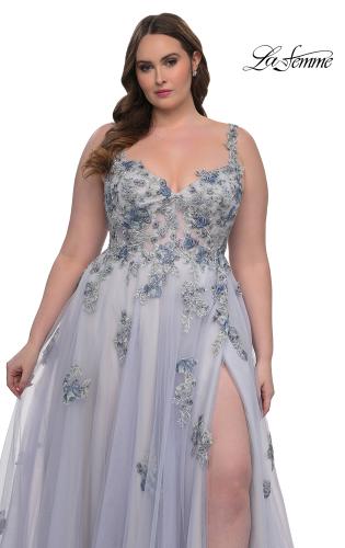 Picture of: Lavender A-Line Plus Size Prom Dress with Lace in Lavender , Style: 32412, Detail Picture 2