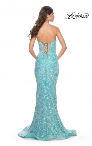 Picture of: Strapless Sweetheart Mermaid Sequin Prom Gown in Light Aqua, Style: 32092, Back Picture