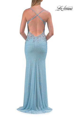 Picture of: Rhinestone Embellished Gown with Open Back in Light Blue, Style: 33856, Detail Picture 15