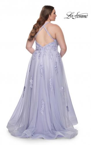 Picture of: Plus Size A-line Tulle Dress with Floral Detailing in Light Periwinkle, Style: 29021, Detail Picture 8