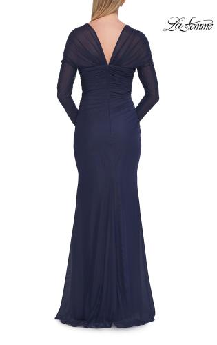 Picture of: Long Sleeve Net Jersey Gown with Sweetheart Neckline in Marine Blue, Style: 33575, Detail Picture 9
