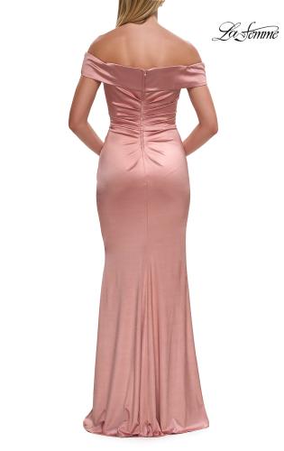 Picture of: Off the Shoulder Stretch Satin Evening Dress in Mauve, Style: 31621, Detail Picture 8