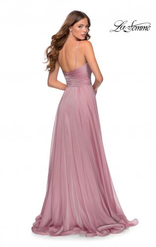 Picture of: Chiffon Prom Dress with Pleated Bodice and Pockets in Mauve, Style: 28611, Detail Picture 4