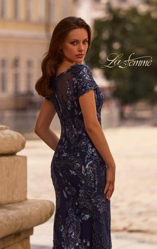 Picture of: Long Beaded Lace Dress with Sheer Neckline, Style: 29961, Detail Picture 2