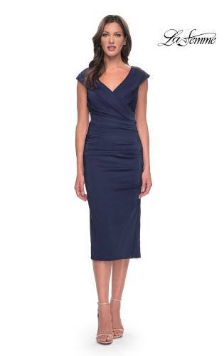 Picture of: Chic Short Evening Dress with Pleating in Navy, Style: 30110, Detail Picture 3