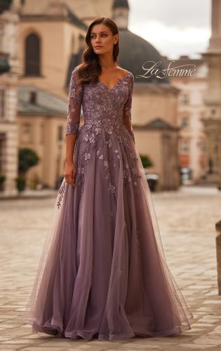 Picture of: A-line Tulle Mother of the Bride Dress with Gorgeous Beaded Lace in Orchid, Style: 32538, Main Picture