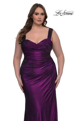 Picture of: Metallic Curve Dress with Flattering Ruching in Purple , Style: 32991, Detail Picture 13