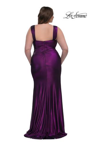 Picture of: Metallic Curve Dress with Flattering Ruching in Purple , Style: 32991, Detail Picture 3