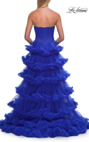 Picture of: Fabulous Tiered Ruffle Skirt Prom Dress with Strapless Top in Royal Blue, Style: 33717, Detail Picture 16