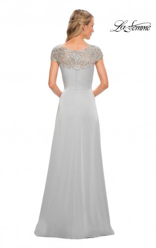 Picture of: Jersey Gown with Full Skirt and Lace Detail Top, Style: 29511, Detail Picture 8