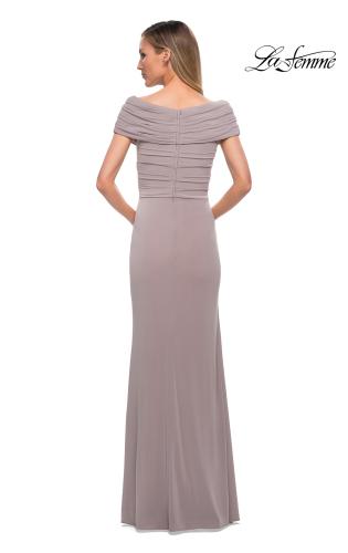 Picture of: Ruched Jersey Long Gown with V Neckline, Style: 26519, Detail Picture 14