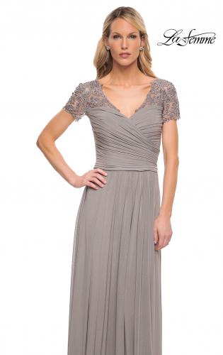 Picture of: Jersey Long Evening Dress with Short Lace Sleeves, Style: 29772, Detail Picture 6