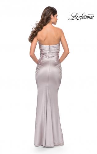 Picture of: Chic Strapless Liquid Jersey Gown with Ruching in Silver, Style: 31189, Detail Picture 16